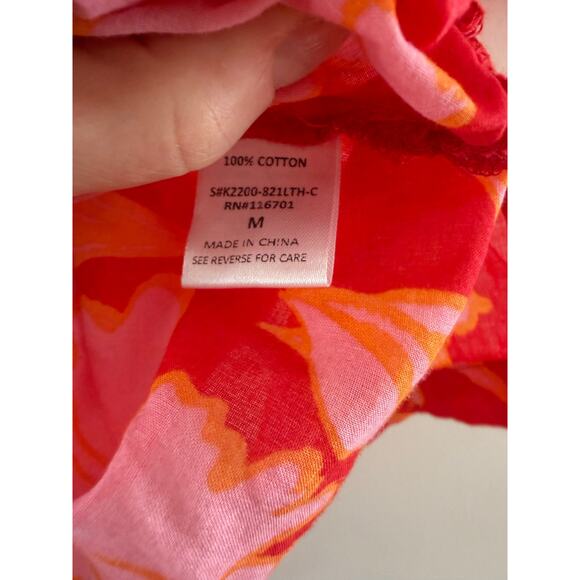 Karlie Red Pink Floral Blouse Boho Resort Summer Top Lightweight - Picture 5 of 7
